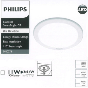 PHILIPS 필립스 LED 매입등 11W 900lm 6인치 다운라이트 (전구색3000K/주백색4000K/주광색6500K) DN027B
