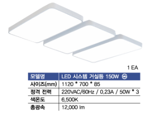 두영조명 LED 시스템 아크릴 거실등 150W 주광색(국산제품)